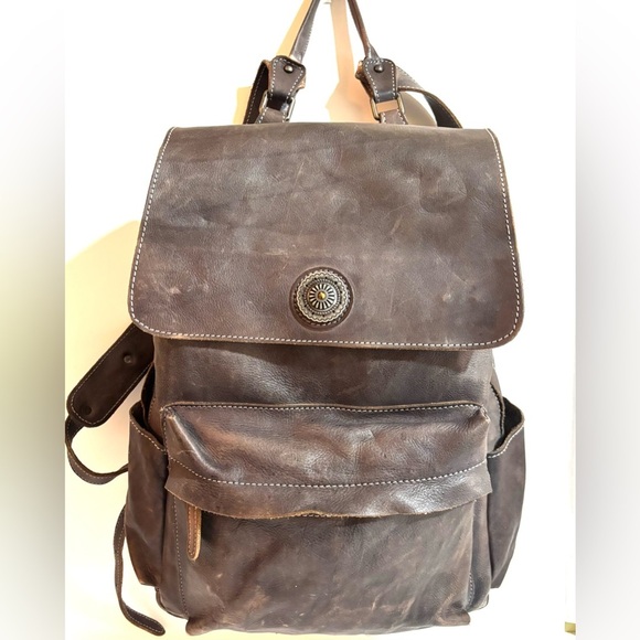Handmade vintage  unisex Classic gray Brown distressed Leather Backpack - Picture 1 of 10